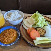 Steamed veggies with carrot dressing at Asanami in Shirahama