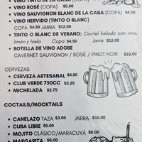 Drinks menu, April 2023 at Fratello Vegan in Cuenca