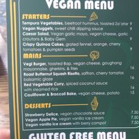 Vegan menu at Vincenzo's Grill House in Limerick