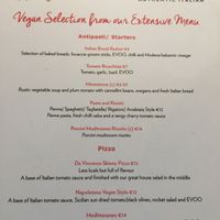 wonderful vegan menu  at Vincenzo's Grill House in Limerick