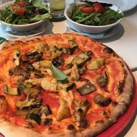 Mediterraneo pizza with eggplant/aubergine, zucchini/courgette and artichokes at Vincenzo's Grill House in Limerick