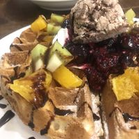 Waffle with fruits and ice at Blossom Rena Vegan Cafe 貝多蕾納 in Taipei