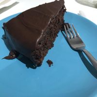 Chocolate fudge cake at The Accidental Vegan Cafe in Honiton
