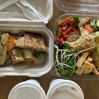 Ban mi Sandwhich and bibimbap bowl  at Nourish Cafe in San Francisco