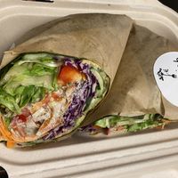 Giant Veggie Wrap with dill dressing  at Nourish Cafe in San Francisco