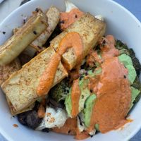 Savory brekkie bowl with tofu  at Nourish Cafe in San Francisco