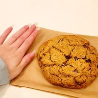 Giant cookie, you'll love it at Nourish Cafe in San Francisco