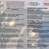 Menu: bowls, sandwiches, wraps & pizza at Nourish Cafe in San Francisco