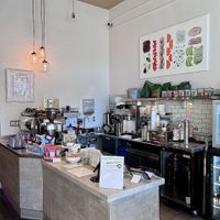 Counter and coffee station at Nourish Cafe in San Francisco