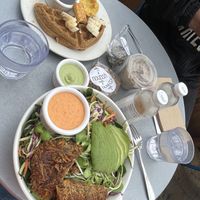 The Warrior bowl, waffle, protein balls & smoothie  at Nourish Cafe in San Francisco