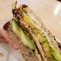 Frittata sandwich. They use JUST Egg to make the frittata at Nourish Cafe in San Francisco