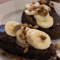 “Nutella” and bananas on toast at Nourish Cafe in San Francisco