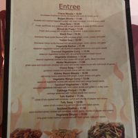 Dedicated vegan menu - entrees at Sizzling Bombay in Bel Air