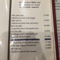Menu 4 at Dieu Lac in Hue