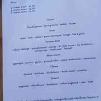 Menu at Morris and Bella in Amsterdam