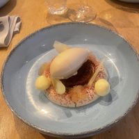 Magnolia, apple, cake, plum pit ice cream   at Morris and Bella in Amsterdam
