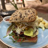 Vegan burger  at S'Hortet in Mallorca