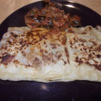 Lebanese patty with aubergine salad. Was not that tasty, actually at Lyric Square Market in West London