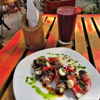 Raw Pizza and Smoothie at Raw Love - Downtown Tulum in Tulum