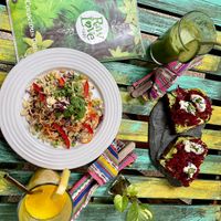 Avocado toast and almost raw pad Thai  at Raw Love - Downtown Tulum in Tulum