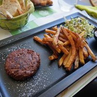 Steak Beyond + Frites + Salad (missing the garlic butter) at Tahina in Tours