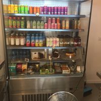 Chilled fridge with vegan goodies! at Hot Vog in Paris