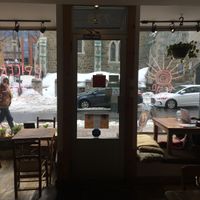 Inside the restaurant  at Les Gourmandises Louca  in Quebec