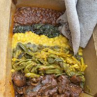 Takeaway box  at Beza Ethiopian Food in South East London