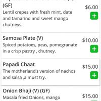 (V) means vegan at Dhaba in Kyneton