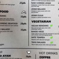 Menu at Warung Jakarta in Warsaw