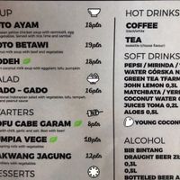 Menu at Warung Jakarta in Warsaw