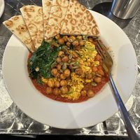 Shakshuka subbing tofu scramble for eggs and minus feta cheese  at Cafe Berlin in Columbia