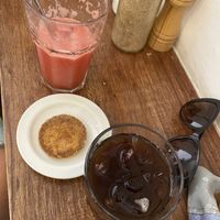 Oat cookie, cold coffee and juice!   at El Cafe in Havana