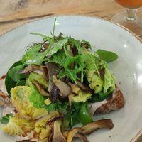 A tartine and a kombucha at Cradle in Sudbury