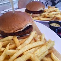 Quinoa burger with French fries at Fries with Benefits in Limassol