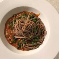 Dinkel Spaghetti mit veganer Bolognese at Hotel Gasthaus and Restaurant zur Post in Klotten