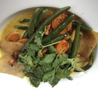 Thai curry with broccoli, green beans, carrots, zucchini, baby mushrooms, German turnip mixed in a tasty curry sauce. Comes with basmati rice on the side. at Hotel Gasthaus and Restaurant zur Post in Klotten