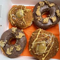 @yesdoughnuts milk n’ cookies and salted caramel biscoff bomb  at GRUB in Manchester
