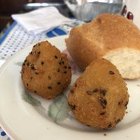 Coxinha e pão francês  at Padoca Vegan in Sao Paulo