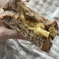 Grilled cheese on delicious gluten free bread  at Padoca Vegan in Sao Paulo