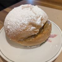 Sonho com recheio de doce de leite (Sonho filled with caramel fudge) at Padoca Vegan in Sao Paulo