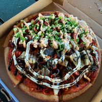 Many options! Can do half and half for $1.50 extra. Dessert pizza options also. Raw slices available. Cheesecake choices.  at Riptide Pizza in Woolgoolga