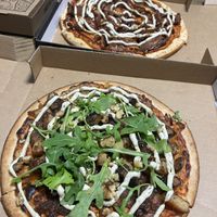 Vegan gorgonzola & bbq jackfruit pizza   at Riptide Pizza in Woolgoolga