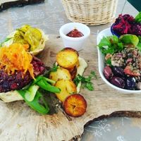 beetroot burger at Pip's The Railway Carriage Cafe in Ilminster