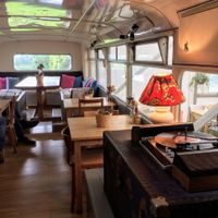 Downstairs in the bus. at Pip's The Railway Carriage Cafe in Ilminster