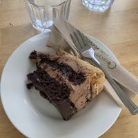 Chocolate gateaux  at Pip's The Railway Carriage Cafe in Ilminster