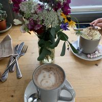 Oat milk hot chocolate  at Pip's The Railway Carriage Cafe in Ilminster