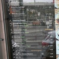 Menu at Tempura Japanese Cafe in Elsternwick