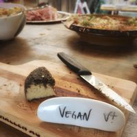 vegan cheese - cashew nut based w/ black pepper coating at Zmorgeland in Basel