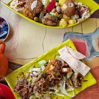 Mixed platter and aubergine salad at The Olive Branch in Wivenhoe